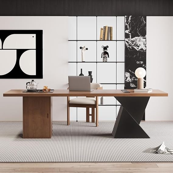 Tea Table Computer Desks Modern Solid Wood Simple Desk, Boss Office Workbench with Tea Tray, Suitable for Company and Home Coffee Table