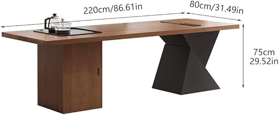 Tea Table Computer Desks Modern Solid Wood Simple Desk, Boss Office Workbench with Tea Tray, Suitable for Company and Home Coffee Table
