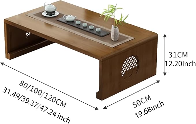 Folding Coffee Table Foldable Japanese Floor Table Low Table for Living Room,Dining Room,Tea,Tatami,Home Decoration (31.49 * 19.68 * 12.2 INCH)