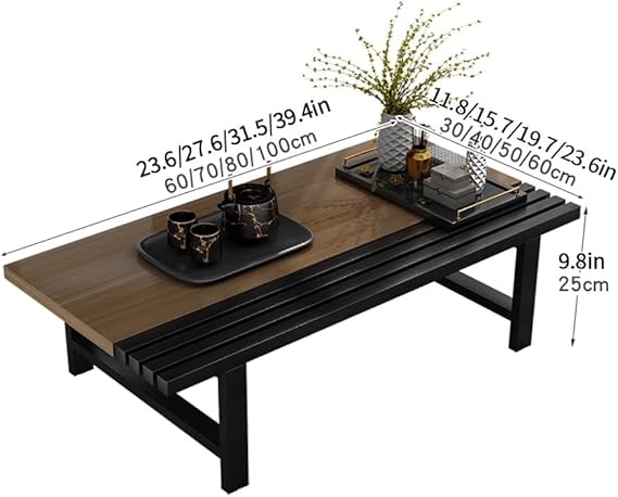 Modern Low Coffee Table, Japanese Style Floor Table, Wooden Altar Table, Chabudai Table, Multifunctional Tea Table for Living Room(Brown,39.4x19.7x9.8in)