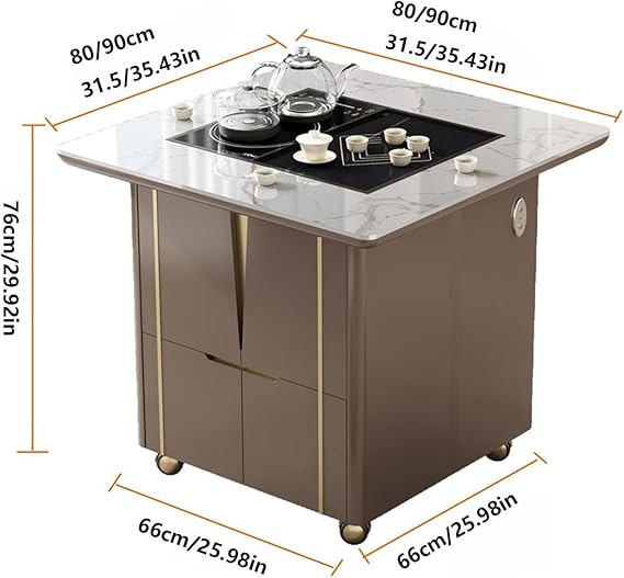 Tea Table Smart Coffee Table, Mobile Tea Table, Multifunctional Tea Table, Lifting Mobile Tea Cart Tea Tray, Voice Lift Tea Table with USB Charging Port Side Table(Medium)