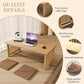 Japanese Floor Table Folding Coffee Table, No Assembly Portable Bamboo Low Tea Tables with Vine Woven Legs, Rectangular Thickened Tatami Tables for Living Room, Dining Room (Wood)
