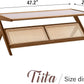 Tiita Rattan Coffee Table, Bamboo Accent Bedside Tables, Glass Nightstand Side Table, Boho Wooden End Table with Storage for Living Room,Living Room, Dining Room, Tea, Home Décor
