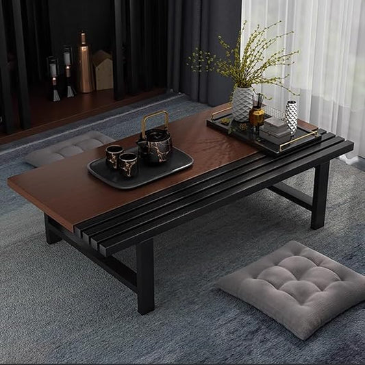 Modern Low Coffee Table, Japanese Style Floor Table, Wooden Altar Table, Chabudai Table, Multifunctional Tea Table for Living Room(Brown,39.4x19.7x9.8in)