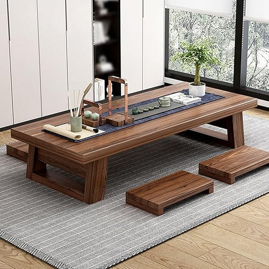 Vintage Japanese Tea Table, Low Floor Coffee Table for Sitting on The Floor, Compact Tatami Accent Furniture, Multi-Functional Living Room, Bedroom(100cm/39.3in)