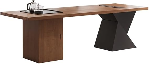 Tea Table Computer Desks Modern Solid Wood Simple Desk, Boss Office Workbench with Tea Tray, Suitable for Company and Home Coffee Table