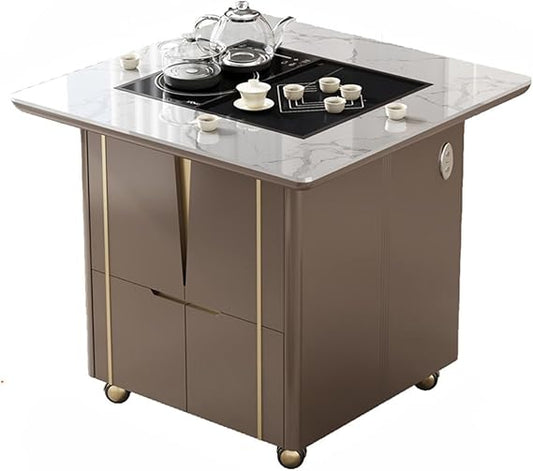 Tea Table Smart Coffee Table, Mobile Tea Table, Multifunctional Tea Table, Lifting Mobile Tea Cart Tea Tray, Voice Lift Tea Table with USB Charging Port Side Table(Medium)